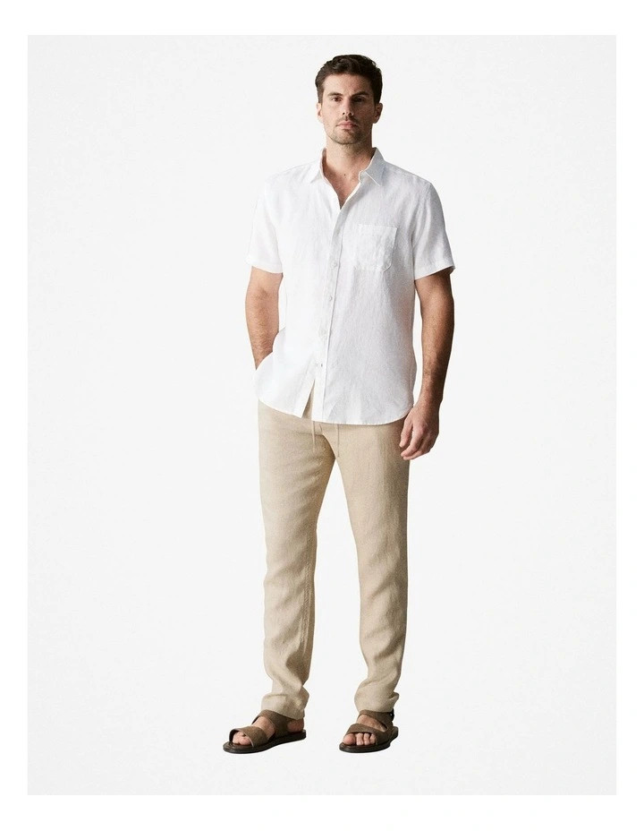 Linen Drawstring Pant in Taupe | Myer