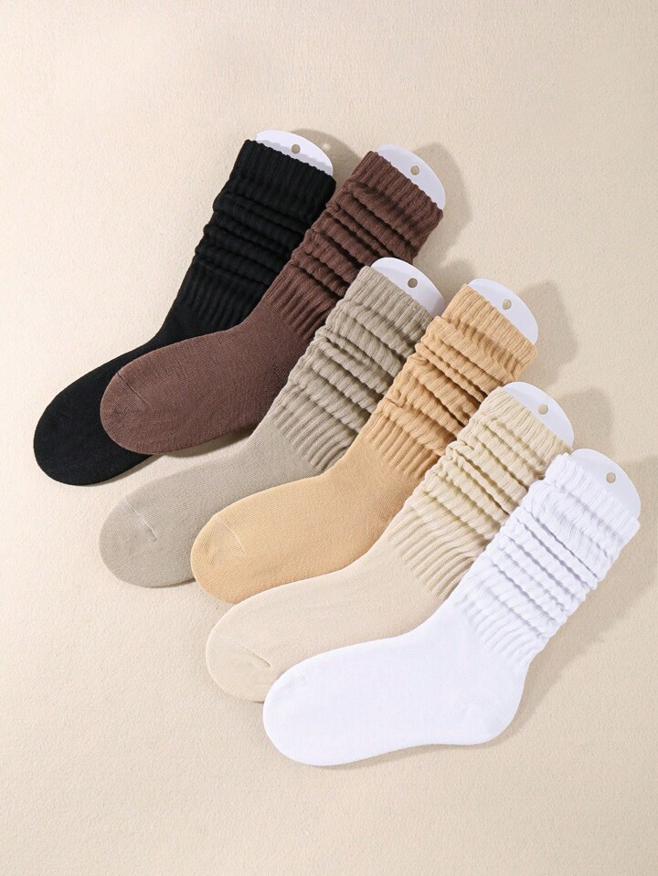 6pairs Women's Fall Winter Slouch Knit Socks Women Scrunch Socks Women Scrunchie Socks women crew... | SHEIN