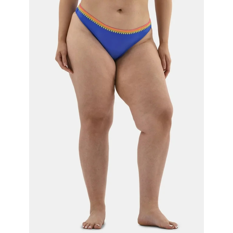 No Boundaries Mid Waist High Leg Stitched Band Swim Bottoms, Women's | Walmart (US)