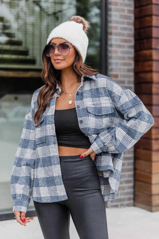 On The Same Sides Blue Plaid Shacket FINAL SALE | Pink Lily