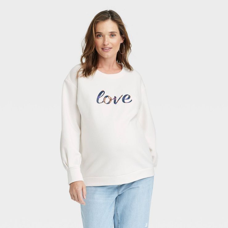 Graphic Love Maternity Sweatshirt - Isabel Maternity by Ingrid & Isabel™ Cream | Target