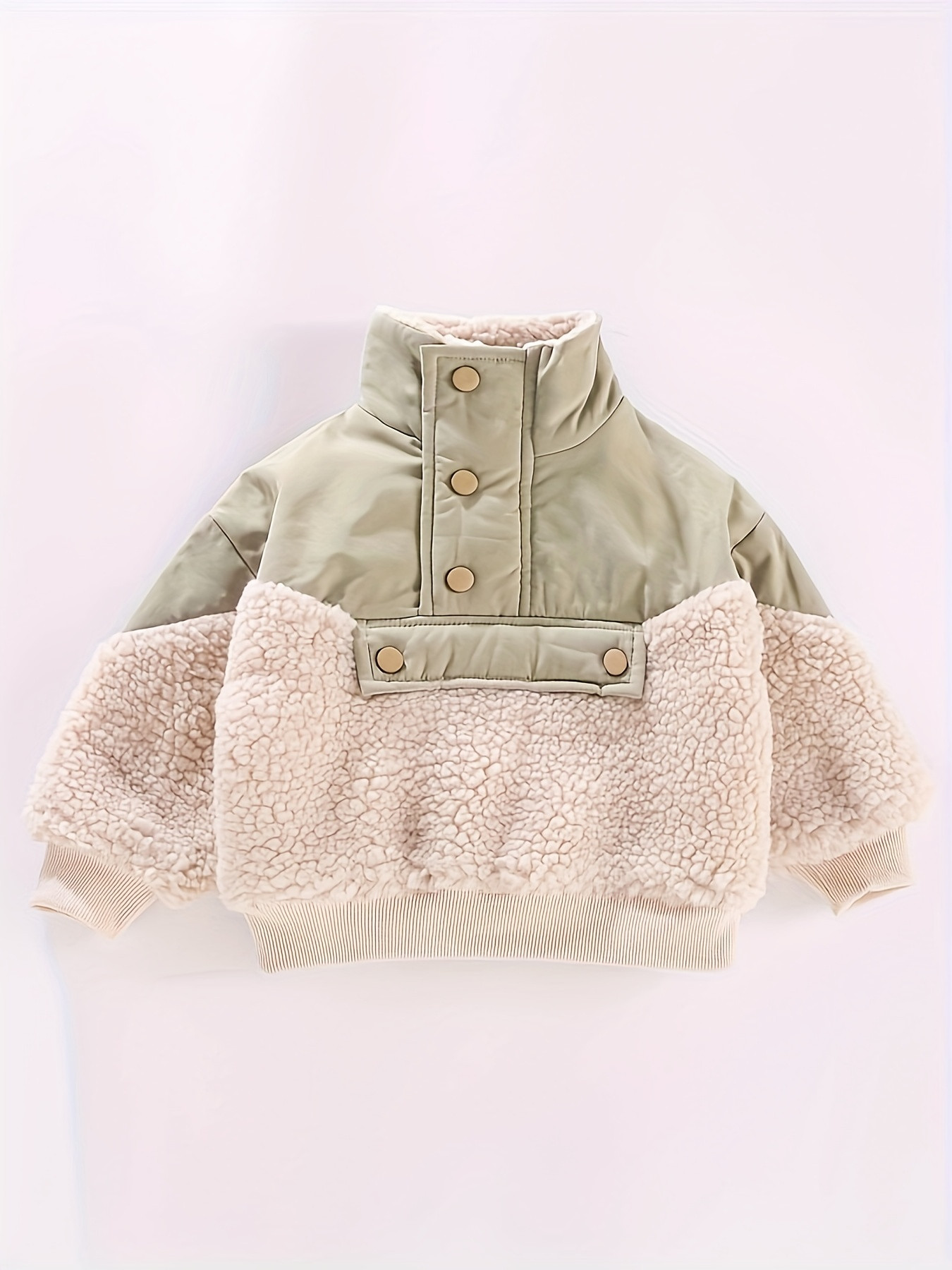 Toddler Girls Trendy Splicing Sherpa Fleece Jacket 95% - Temu | Temu Affiliate Program