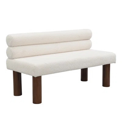 Upholstered Dining Bench, End Of Bed, Entryway Bench, Boucle Ottoman For Dining Room, Bedroom, Living Room, Rubber Wood Leg 330 LBS Support, Light Gre | Wayfair North America
