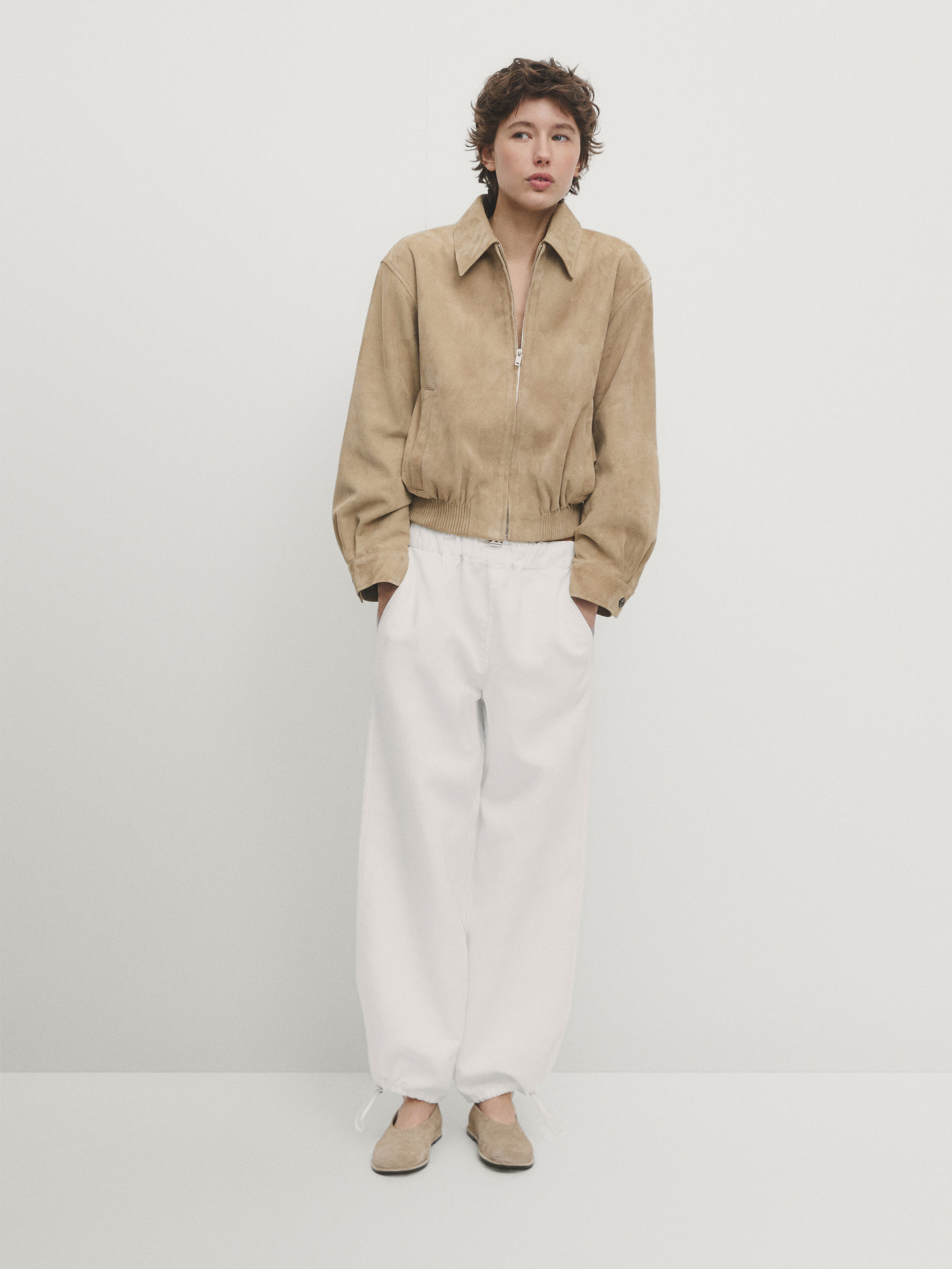 Bomberjacke aus Leder und Wildleder | Massimo Dutti DE