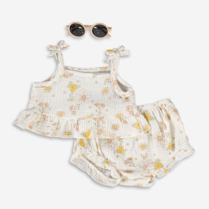 White Floral Shorts & Sunglasses Set | TK Maxx