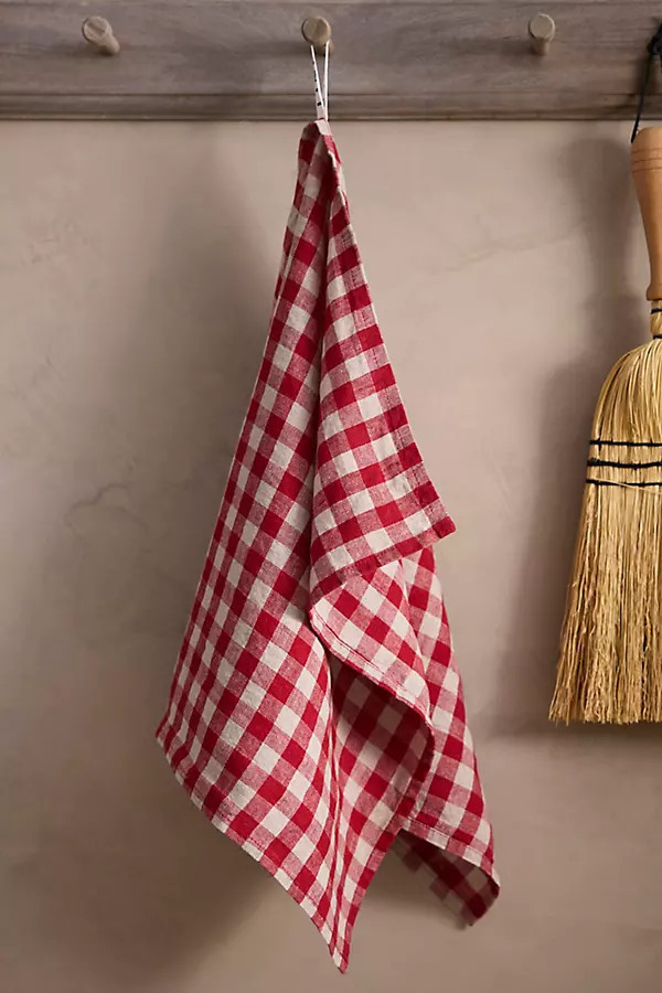 Red Gingham Linen Dish Towel | Anthropologie (US)