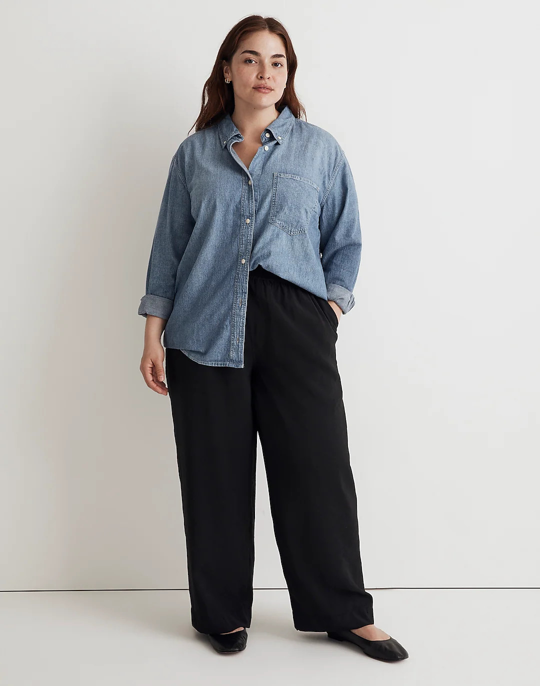 Plus Denim Button-Down Collar Oversized Shirt | Madewell