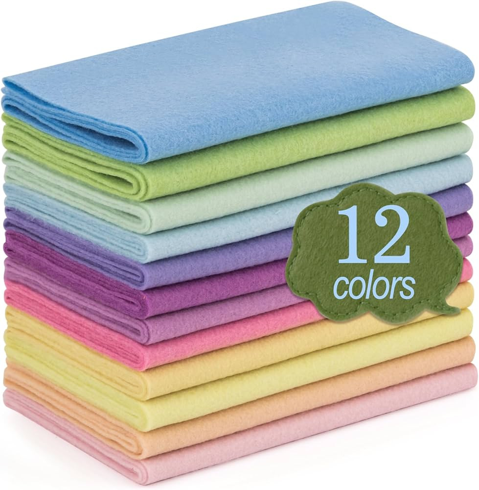XSEINO 12 Rolls 8"x35" 1.4mm Thick Soft Felt Fabric Sheet 12 Assorted Macarone Series Colors Felt... | Amazon (US)