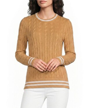 Brockton Cable Knit Crew Neck Long Sleeve Sweater | Dillard's
