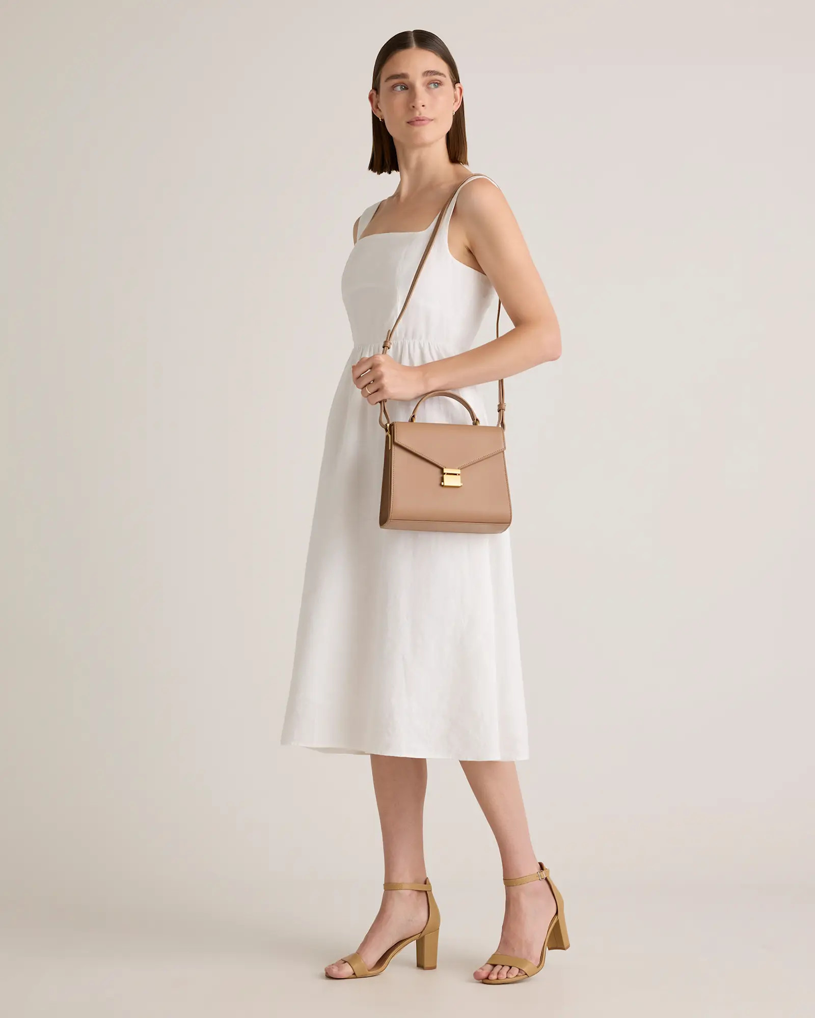 Italian Leather Top Handle Crossbody Satchel | Quince