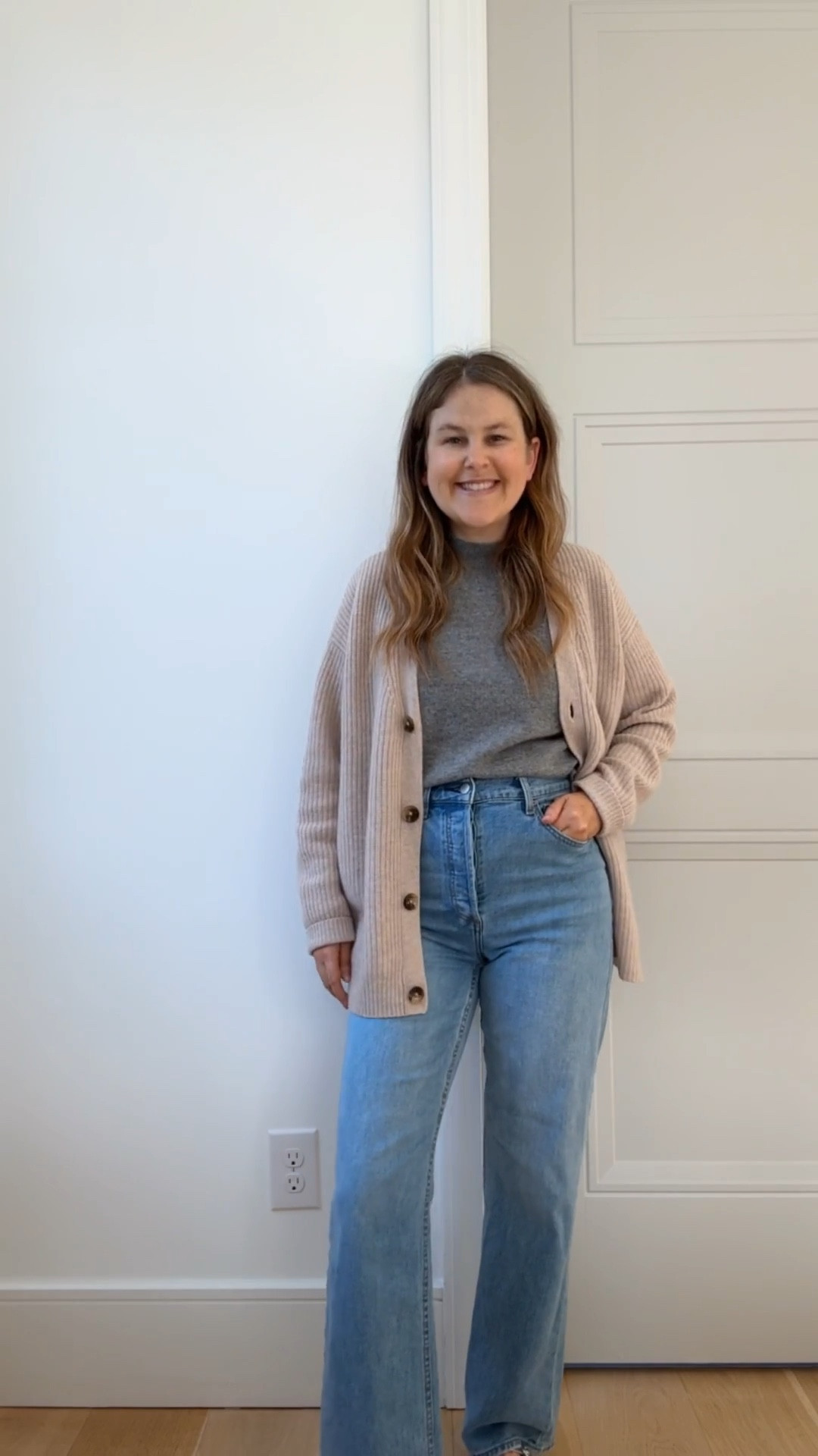 I’m wearing this comfy oversized cardigan  with fun metallic ballet flats! I had planned to wear a different sweater but I forgot to wash it, so I’m looking a little less festive than I expected. However, I absolutely love these silver shoes, and they look so pretty against jeans! I love how they look with sock tights too. 

#LTKSeasonal #LTKFindsUnder100