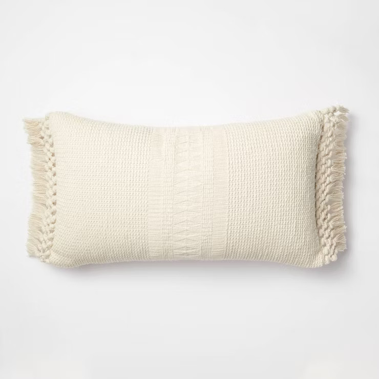Textural Woven Throw Pillow with Trims Cream - Threshold™ designed with Studio McGee | Target