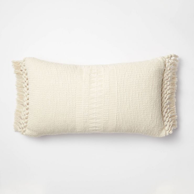Textural Woven Throw Pillow with Trims Cream - Threshold™ designed with Studio McGee | Target