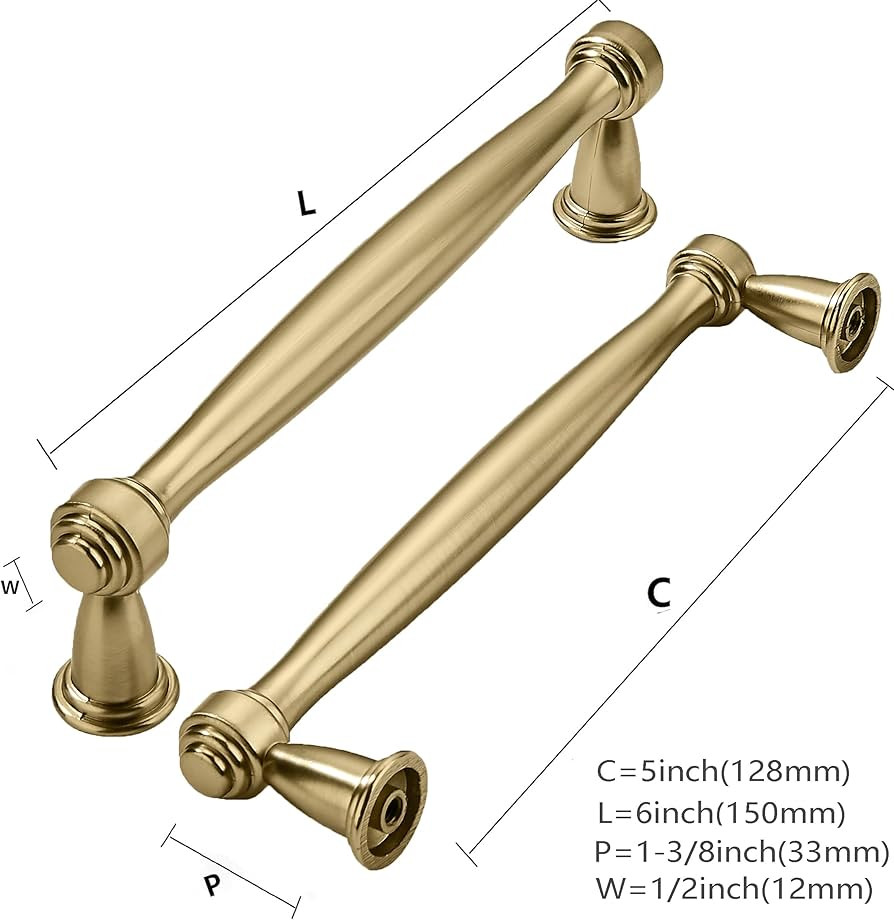khtumeware 20 Pack 5 Inch(128mm) Brushed Brass Cabinet Pulls Satin Brass Kitchen Cabinet Handles ... | Amazon (US)