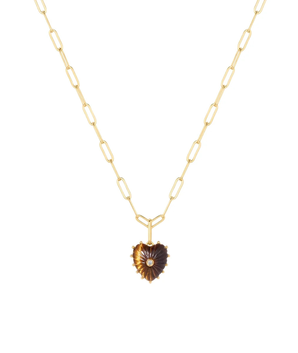 Isabel Tiger's Eye Heart Necklace | LOLA Boutique