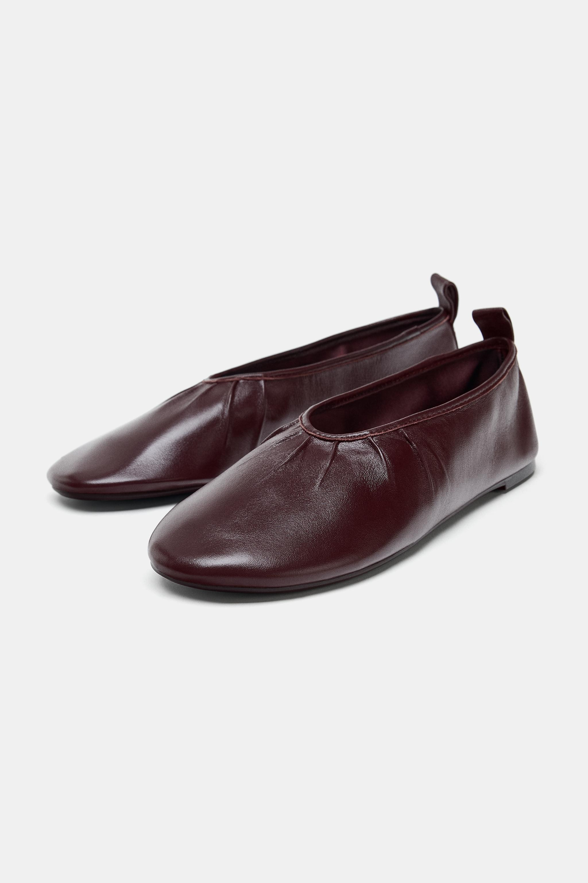 SOFT EFFECT LEATHER BALLET FLATS | Zara US