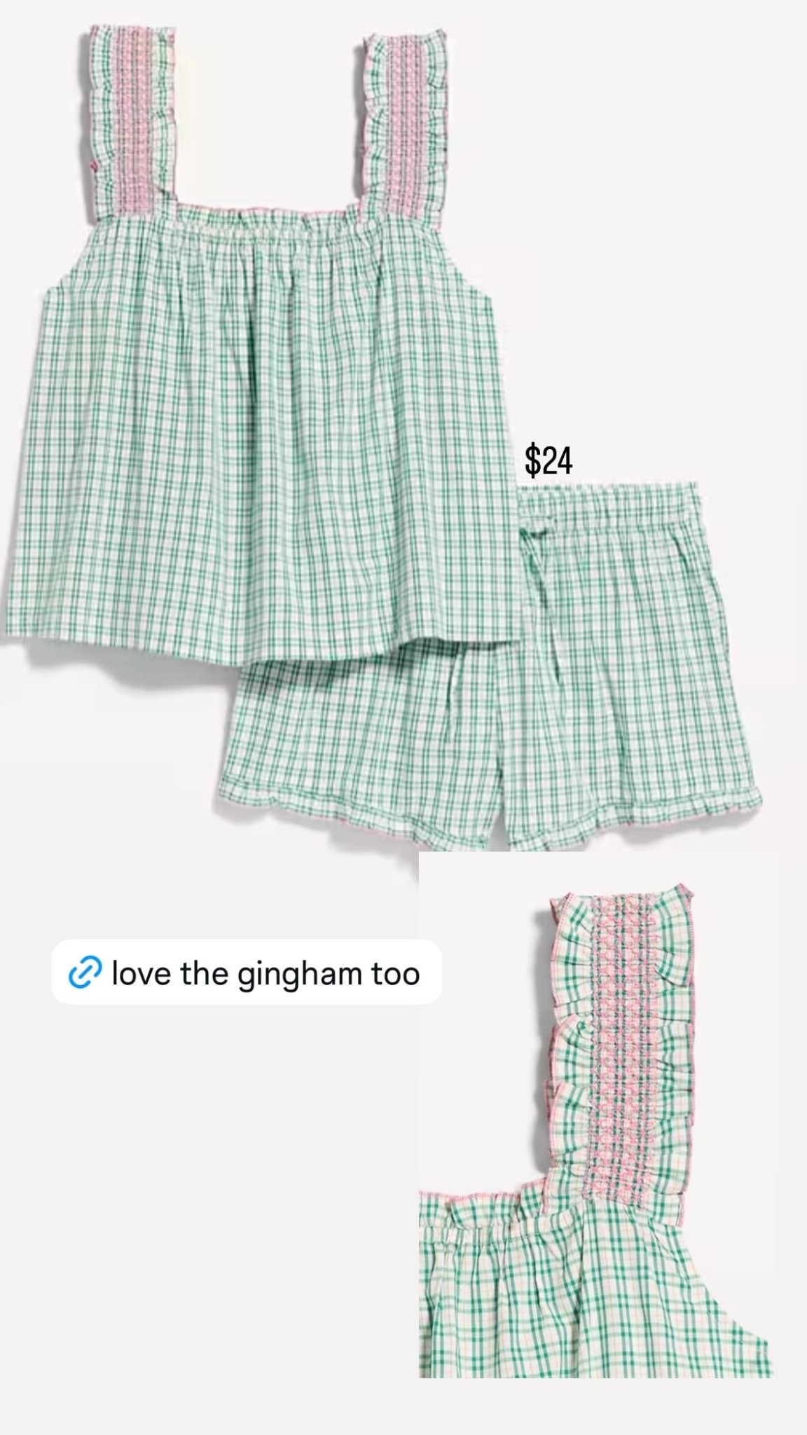 Cutest ruffle pj set available in 2 color ways. Only $24 today! 

#pajamasets #summerpjs #summerpajamas #womenspjs #womenspjsets 