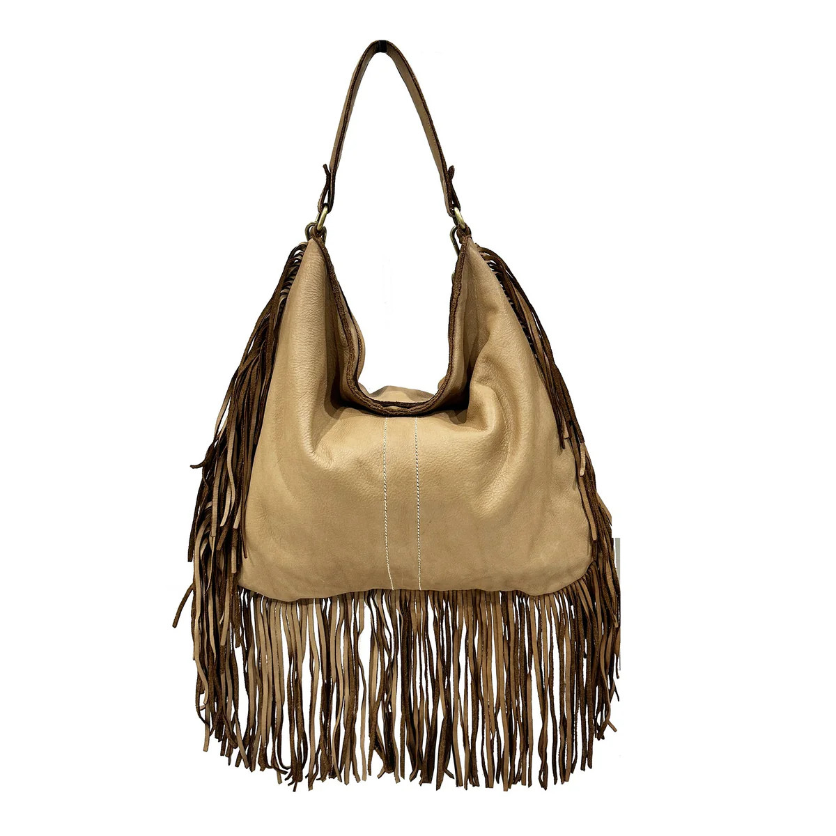 Fringe Hobo in Light Taupe | Bolsa Nova Handbags