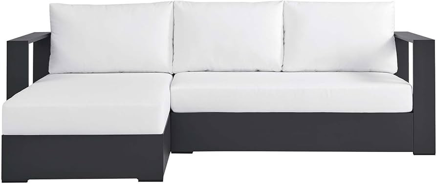 Modway Tahoe Modular Aluminum 2-Piece Outdoor Patio Furniture Gray White, Left-Facing Sectional S... | Amazon (US)