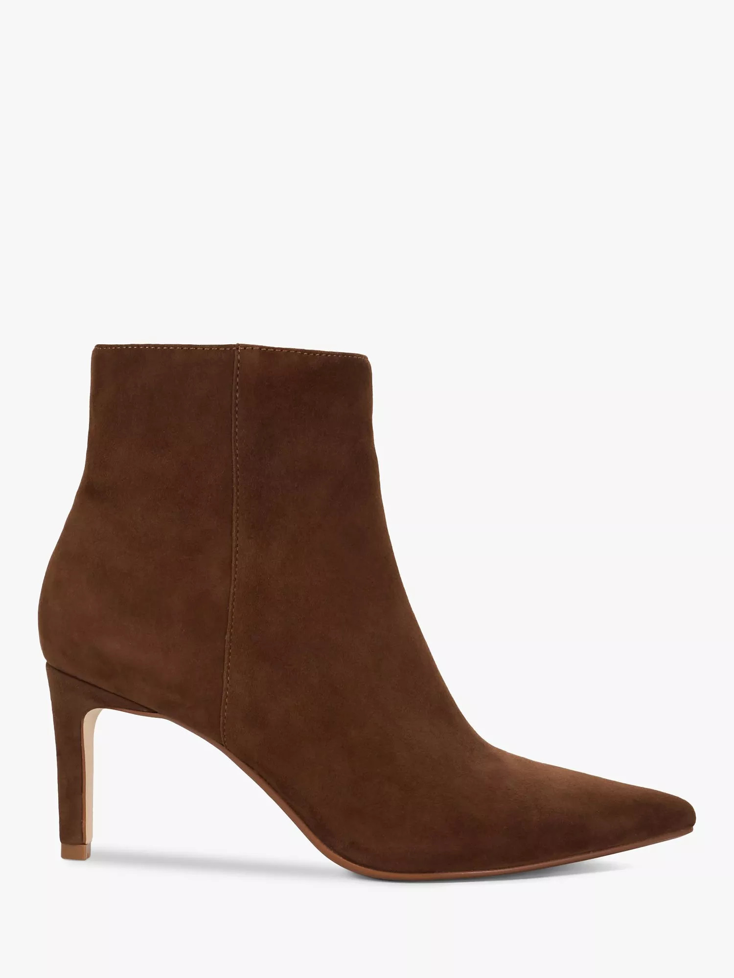 Dune London Obsessively Suede Heeled Boots, Dark Tan | John Lewis (UK)