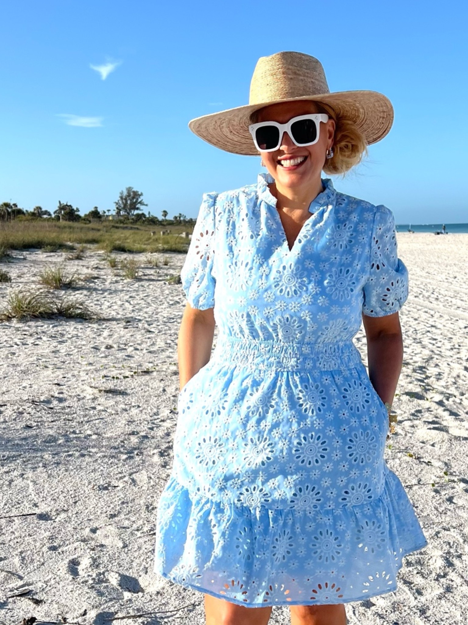 Summer Vacation Outfit

My blue and white eyelet dress is perfect for a beach resort or as a wedding guest!
Wearing a medium and fits true to size.

Obsessed with these blue and white hoop earrings too. They look amazing with this amazon dress.

Don’t forget to add the straw hat, sandals and sunglasses to complete this beach resort look!

#LTKSeasonal #LTKOver40 #LTKSaleAlert #LTKTravel #LTKgrwm #LTKootd #LTKMidsize #LTKSwim