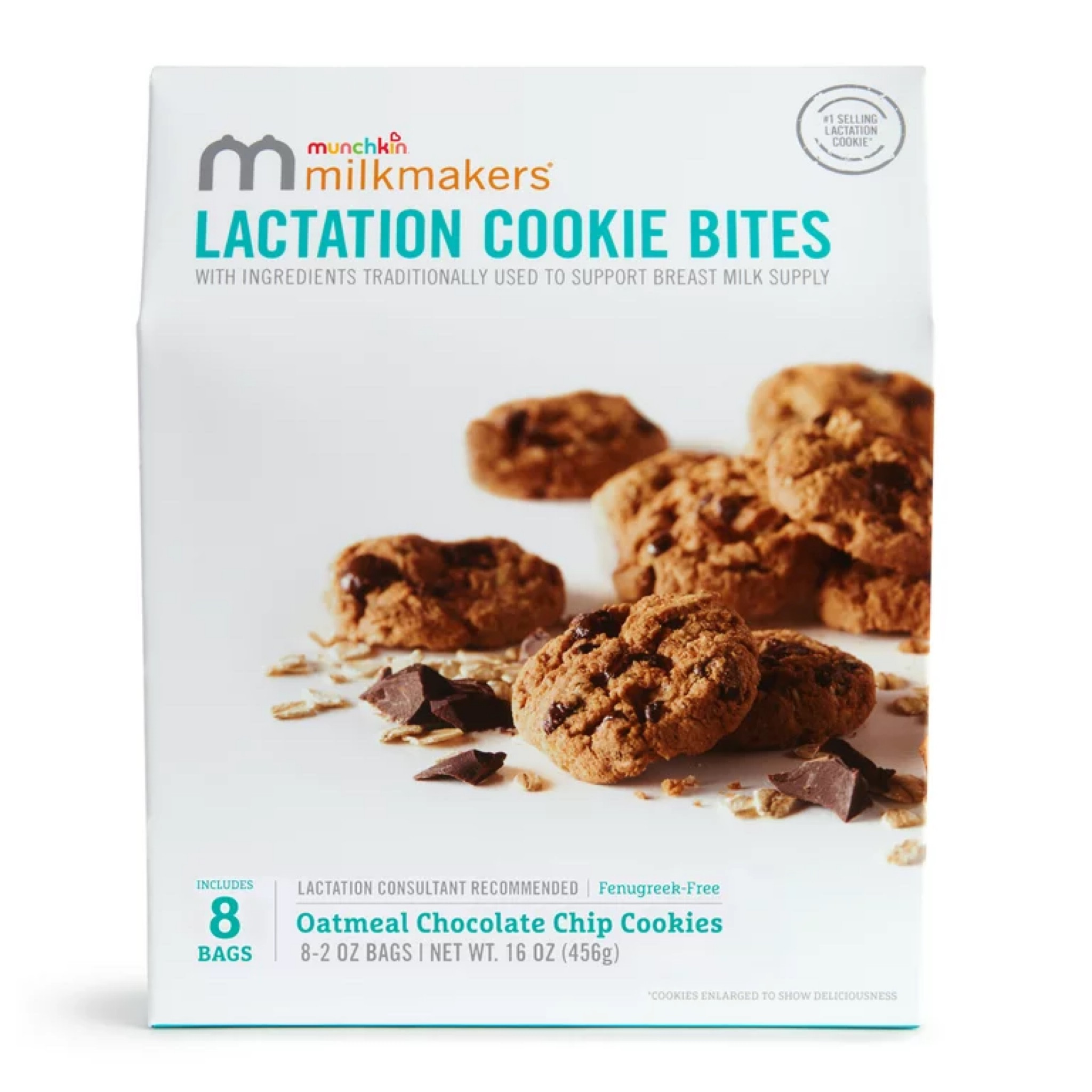 Munchkin® Milkmakers® Lactation Cookie Bites, Oatmeal Chocolate Chip, Fenugreek Free, 8 Count

#LTKbump #LTKbaby #LTKfamily