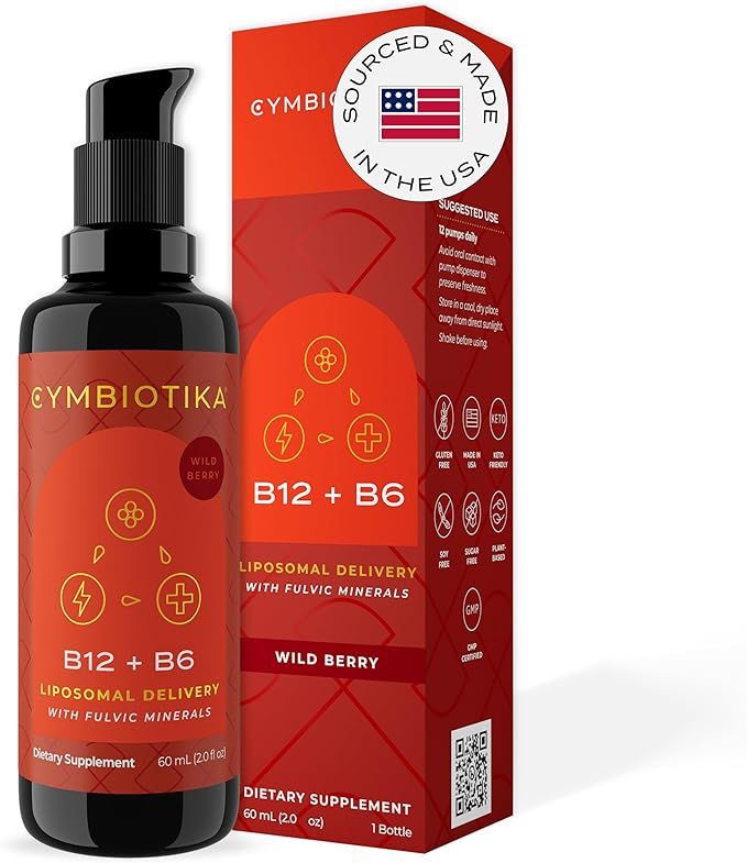 CYMBIOTIKA Liposomal Vitamin B12 Liquid Supplement, 1250 mcg, Supports Energy, Cell Production, H... | Amazon (US)