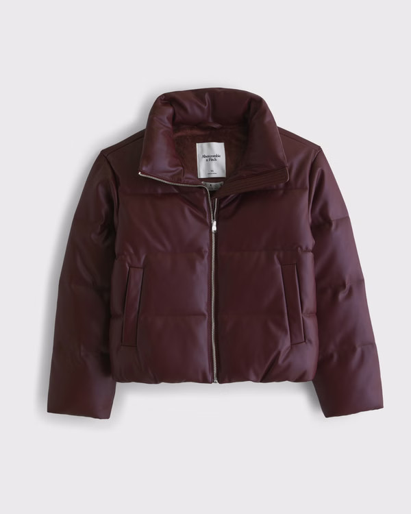 Women's Vegan Leather Short Puffer | Women's Coats & Jackets | Abercrombie.com | Abercrombie & Fitch (US)
