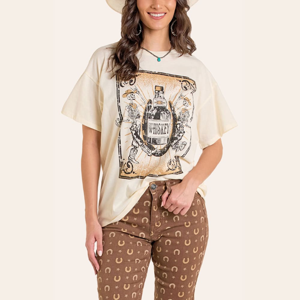Rock & Roll Denim Women's Cream Whiskey Graphic T-Shirt | Cavender's