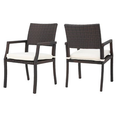 Rhode Island Set of 2 Wicker Dining Chairs - Multibrown - Christopher Knight Home: Weather-Resistant Patio Seating | Target