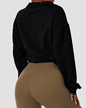 QINSEN Women's Half Zip Crop Sweatshirt High Neck Long Sleeve Pullover Athletic Cropped Tops | Amazon (US)