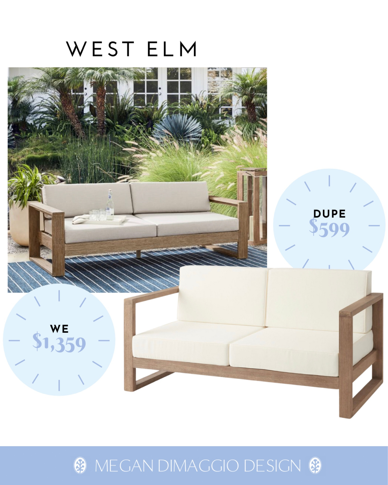 West elm portside outdoor sofa dupe alert!! There’s actually an entire dupe collection including this loveseat for just $599 vs. West Elms $1,359 🙌🏻

Also linked the matching dupe sofa, lounge chair, modular sectional, coffee table, and dining table & chairs! 

#LTKhome #LTKSeasonal #LTKsalealert
