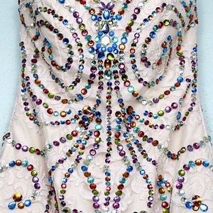 90s Jeweled Mini Dress // Bejeweled Crystal Beaded Mini Dress - Etsy | Etsy (US)