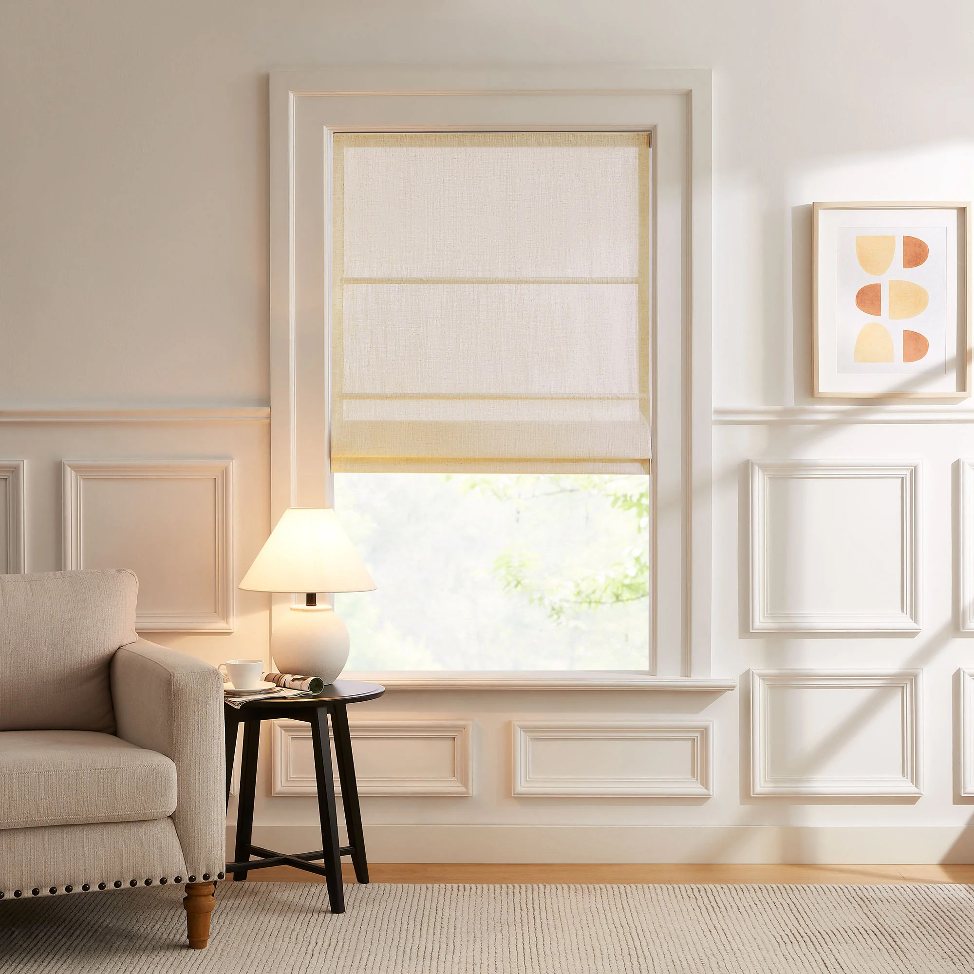 Lesley Custom Linen Roman Shades | Curtarra