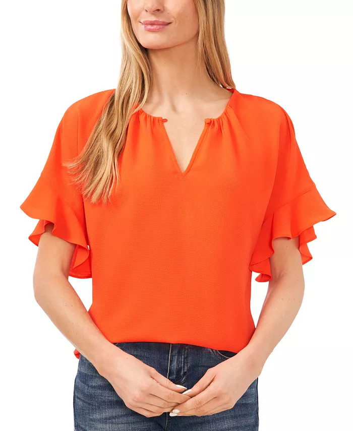 CeCe Women's Short Sleeve Drop Shoulder Wide Scoop Neck Blouse - Macy's | Macy's
