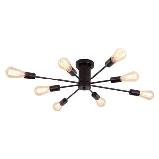 30.07 in. 8-Light Black Sputnik Transitional Flush Mount Ceiling Lights | The Home Depot