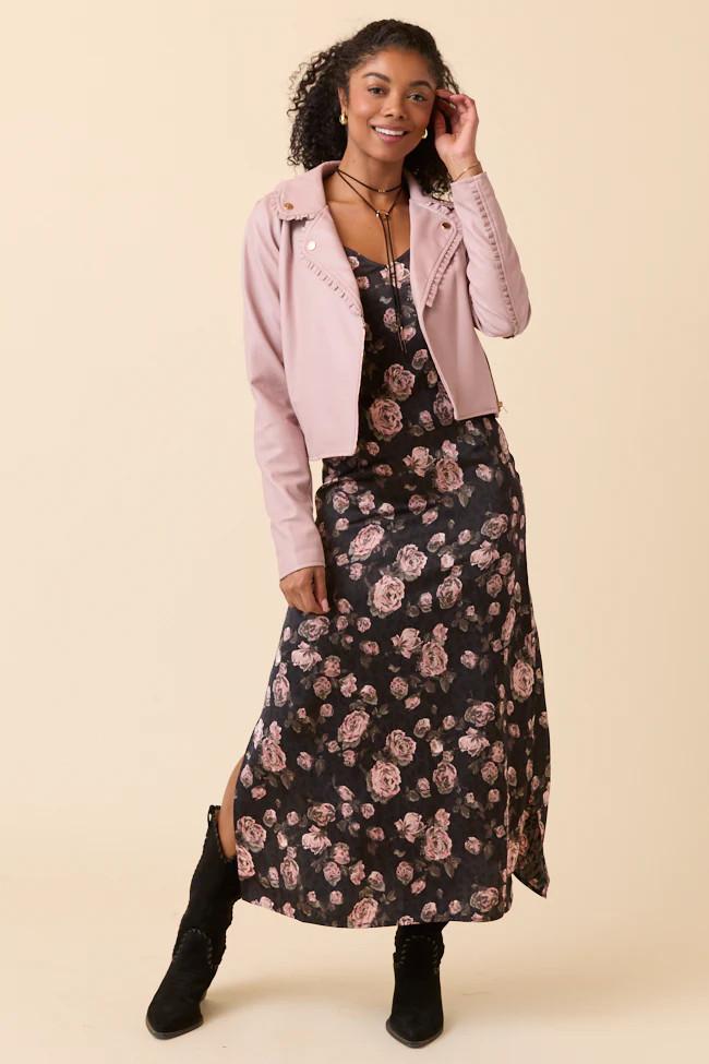 Allie Black Floral Slip Dress SALE | Pink Lily