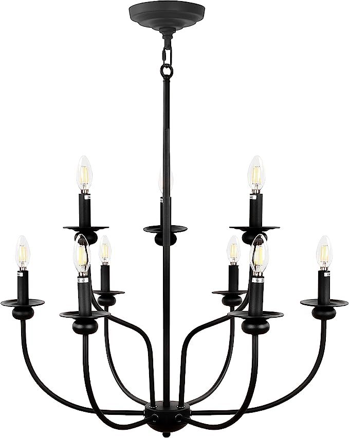 ELM Emerald Solutions Black Farmhouse Chandelier - 2-Tier 9-Candle Dining Room Chandelier Modern ... | Amazon (US)