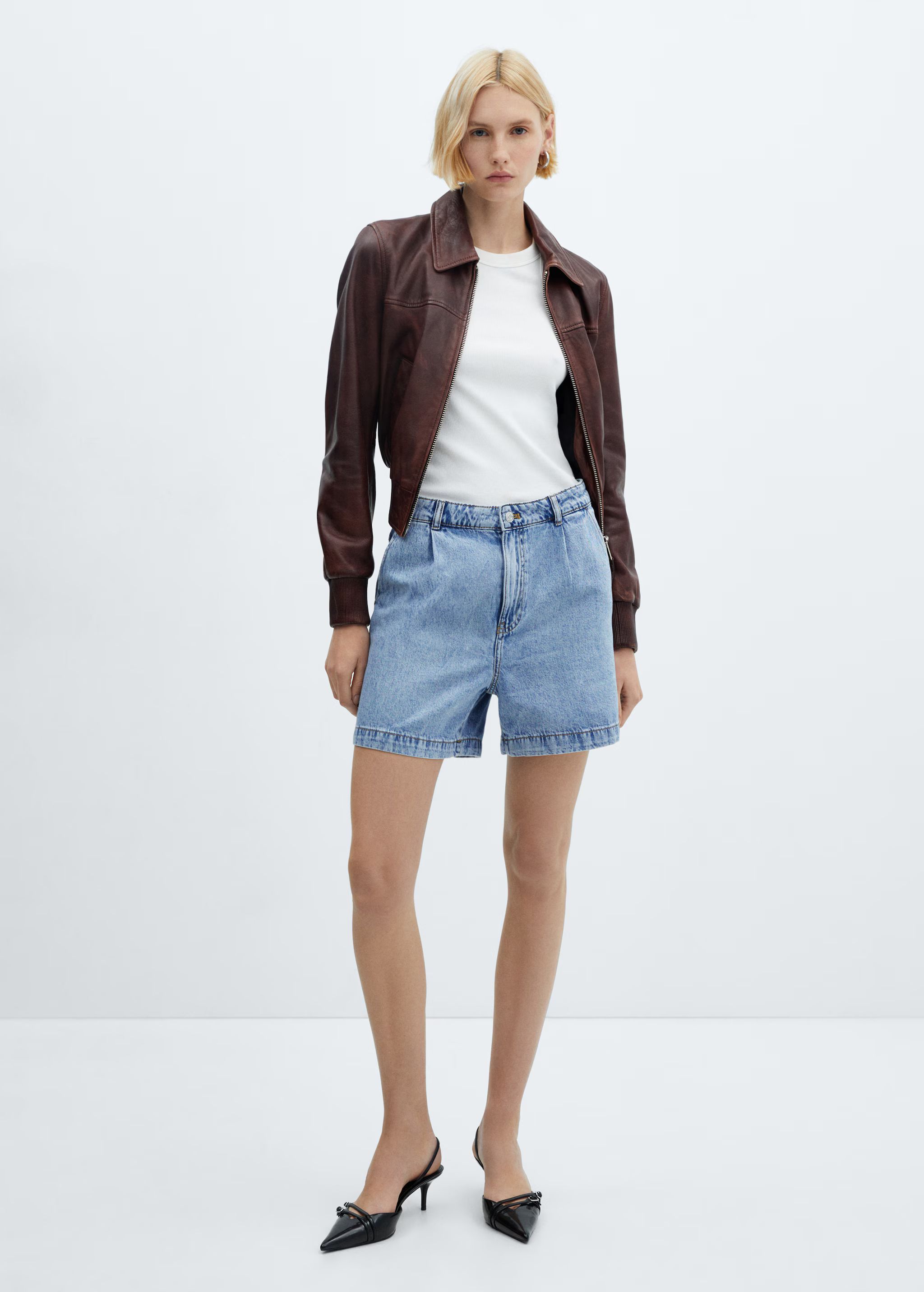 Slouchy denim shorts | MANGO (US)