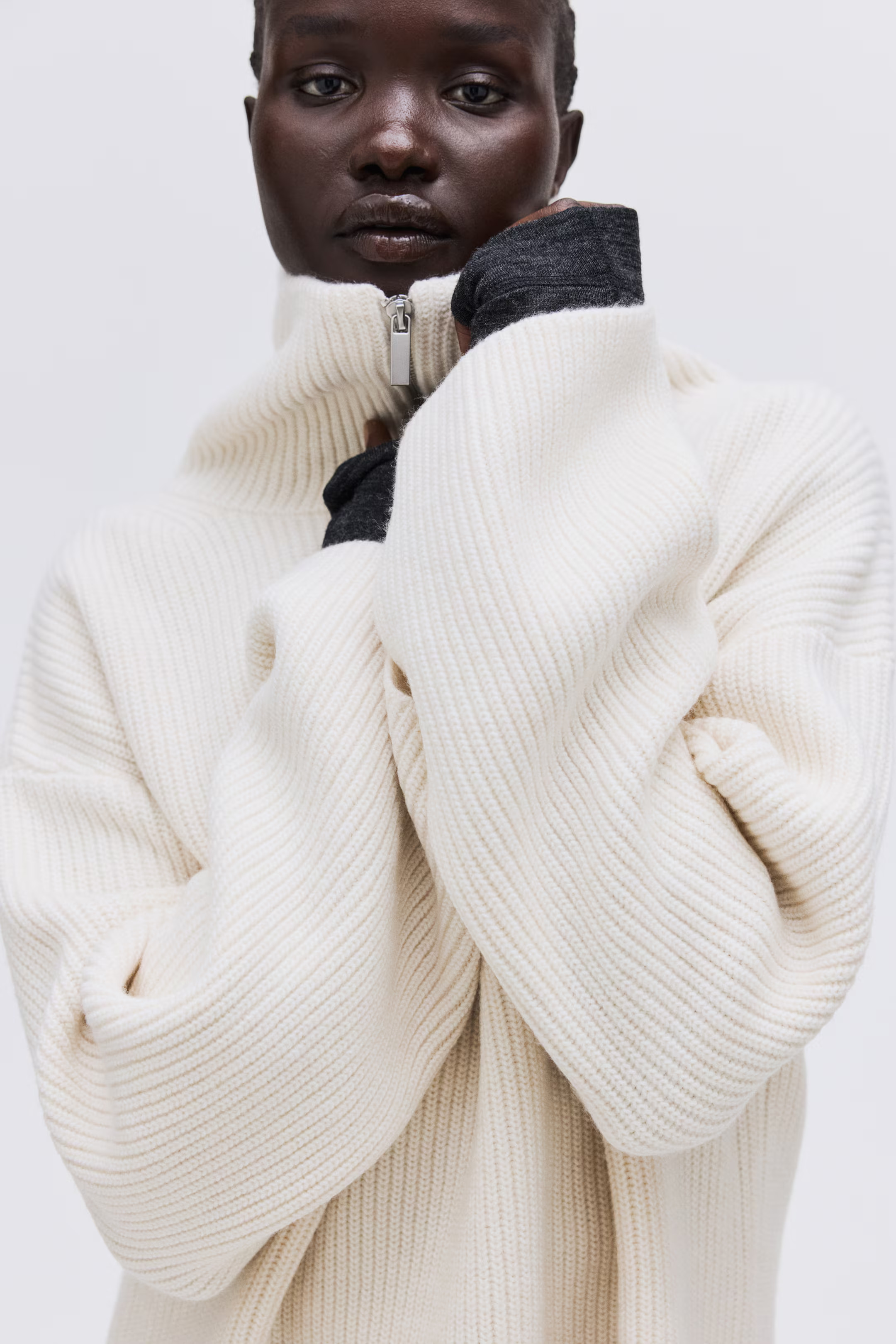 Zip-top rib-knit jumper | H&M (UK, MY, IN, SG, PH, TW, HK)