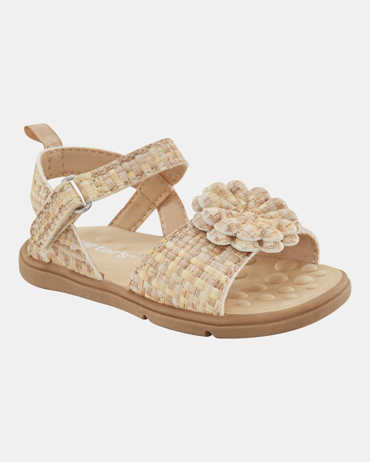 Baby  Every Step® First Walker Woven Flower Accent Sandals - Beige | Carter's Inc
