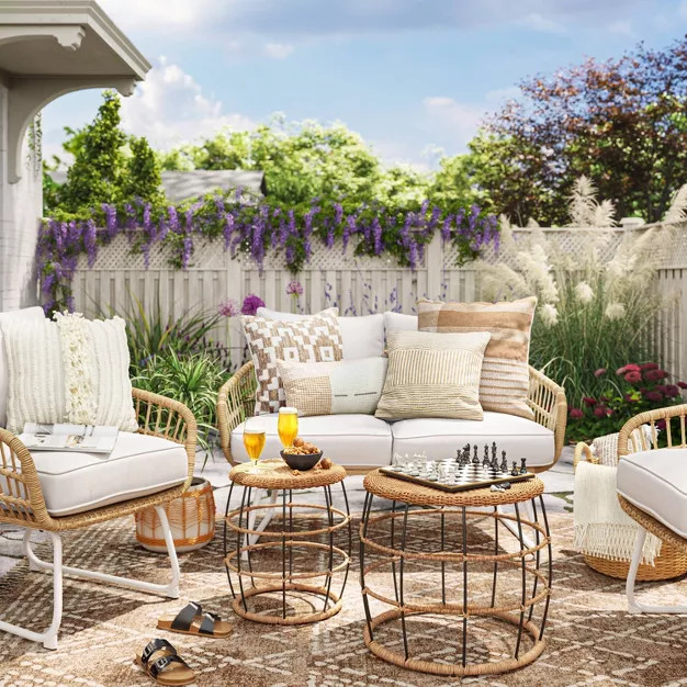 Soft Colorblock Woven Outdoor Lumbar Pillow Light Pink - Project 62™ | Target