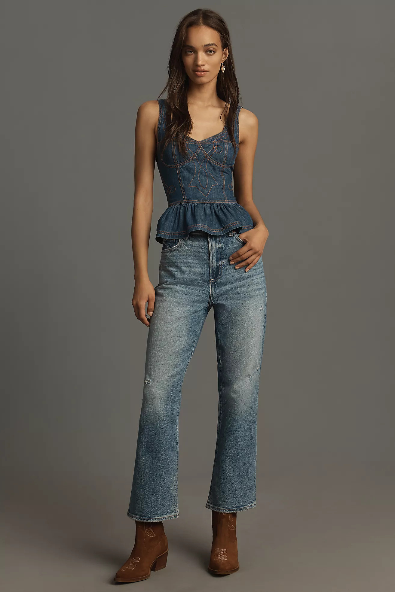 Pistola Ally High-Rise Crop Flare Jeans | Anthropologie (US)