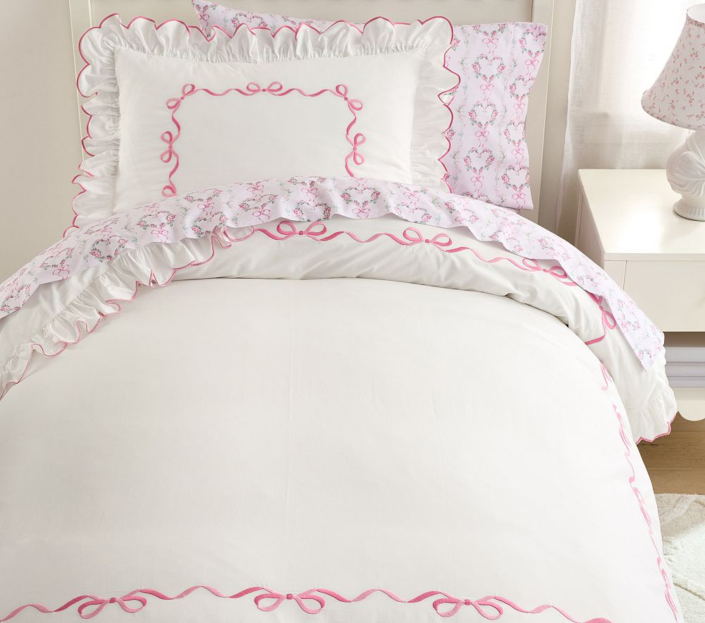 LoveShackFancy Bows Border Duvet Cover & Shams | Pottery Barn Kids