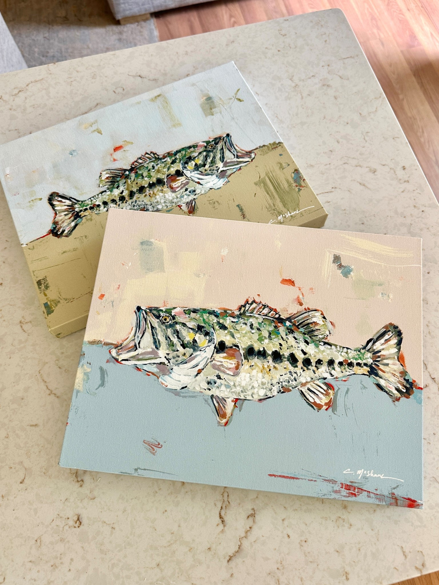 (Trying) to incorporate my husband’s hobbies into chic home decor moments — gone fishing bass on canvas🤍 

#LTKStyleTip #LTKHome #LTKMens