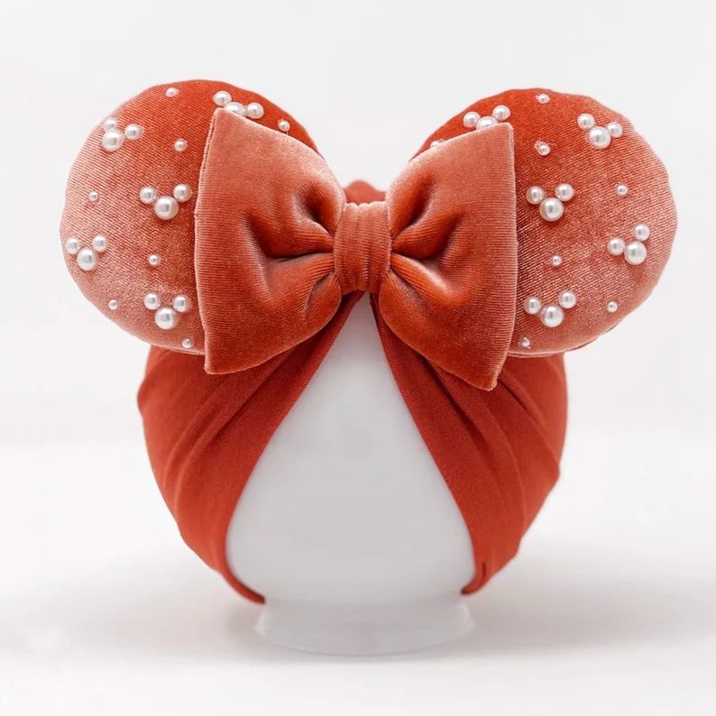 Orange Velvet || Minnie Ears Headwrap || Minnie Ears Turban || Minnie Ears for Babies || Magic ki... | Etsy (US)