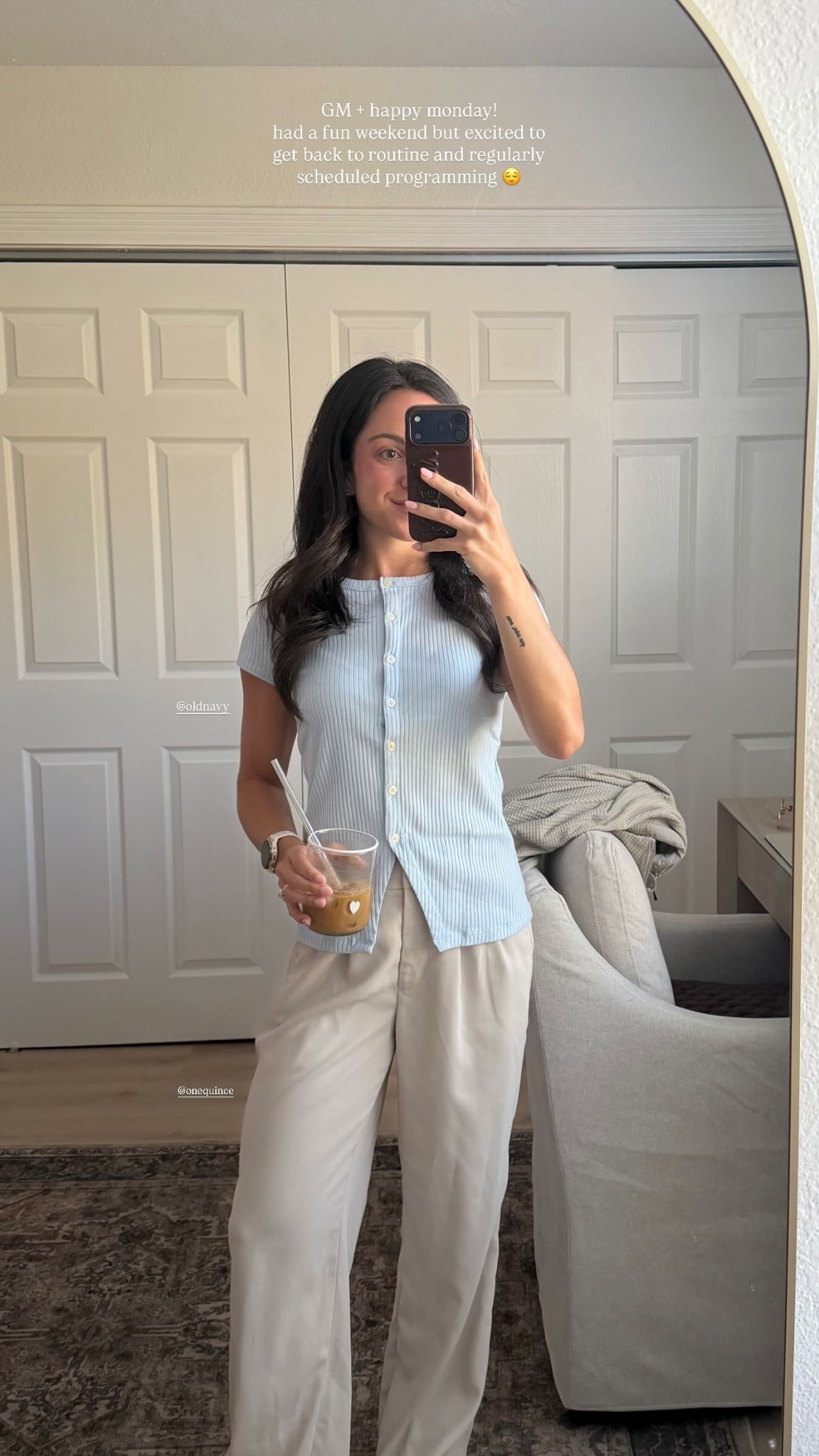 cute spring business casual outfit with quince trousers and cute ribbed top from old navy 😌 @oldnavy  @onequince also a cute Easter outfit

#LTKootd #LTKgrwm #LTKSeasonal