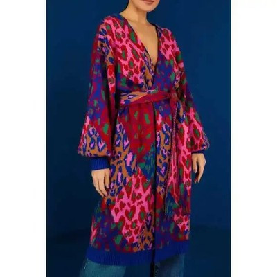 Farm Rio Mixed Leopard Pop Cardigan  Multi  XXS;NWT$230 | eBay US