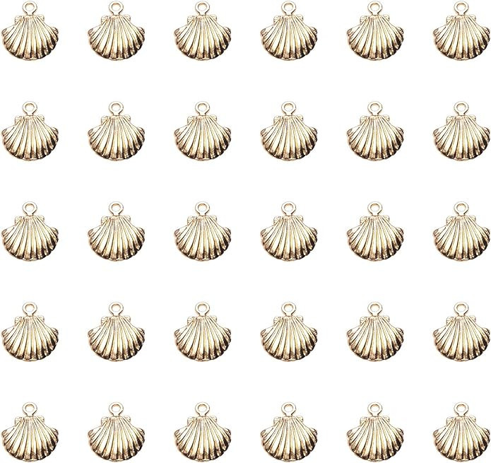 Ruwado 30 Pcs Shell Charms Bulk for Jewelry Making 0.72 x 0.6 Inch Small Metal Vintage Chis Penda... | Amazon (US)