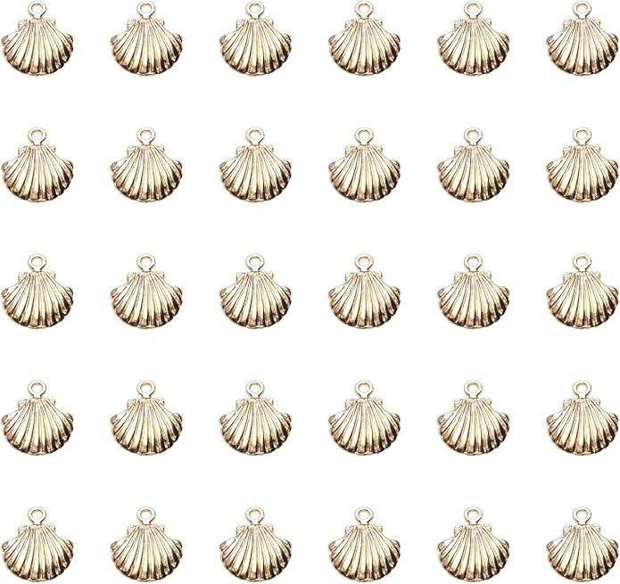 Ruwado 30 Pcs Shell Charms Bulk for Jewelry Making 0.72 x 0.6 Inch Small Metal Vintage Chis Penda... | Amazon (US)